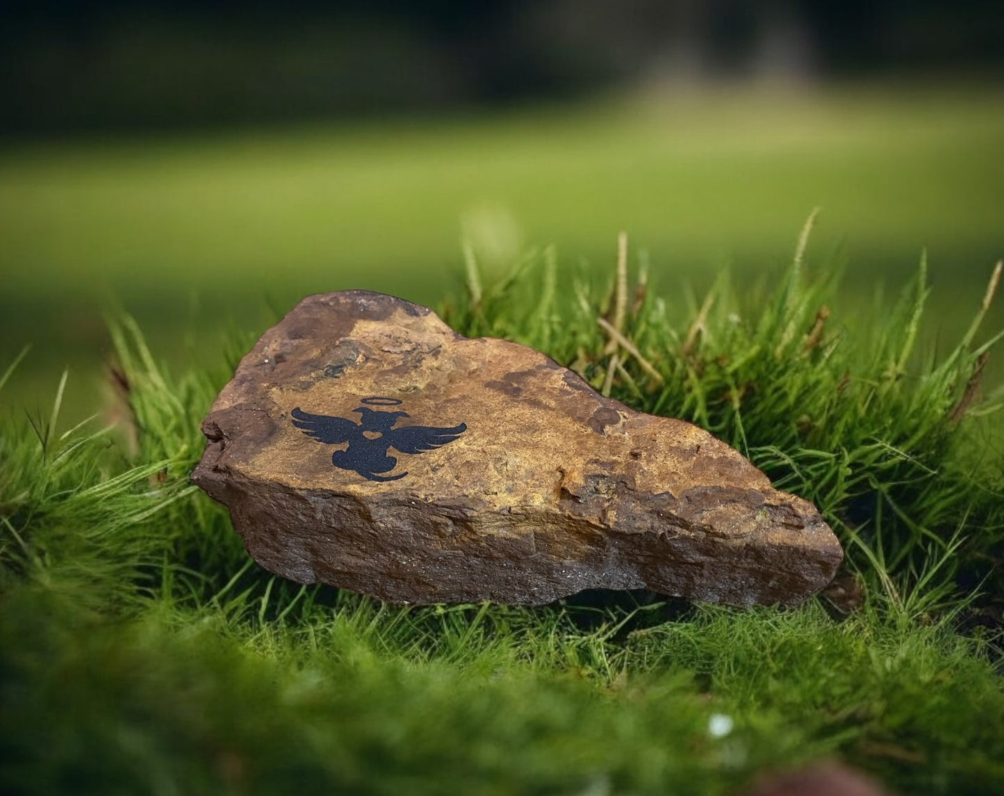 Dog Angel Natural Slate Stone Memorial